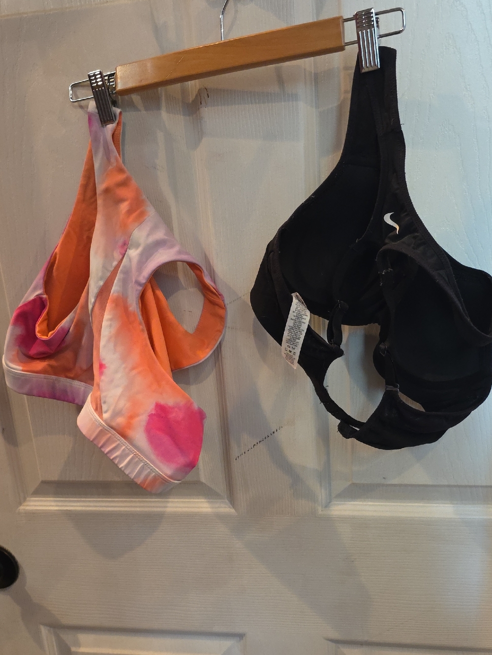 Tie-Dye Orange & Pink Sports Bra Duo with Black Nike Sports Bra